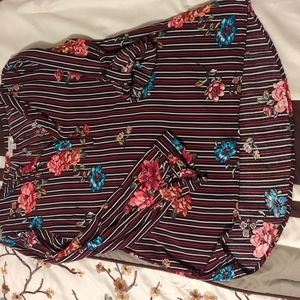 Bailey and Chloe black/white stripe and floral top